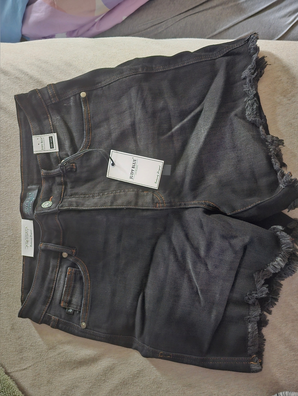 Judy Blue Black High Waist Denim Shorts with Contrast Stitching